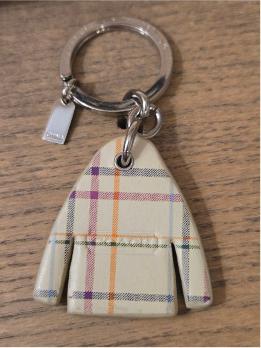 Coach Tattersal Plaid Coat Peacoat Leather Keychain Key Fob EUC - Picture 4 of 8